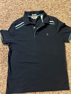 Original Penguin Navy Polo with Teal and White Accents